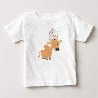 Camiseta feliz linda del bebé de la vaca del