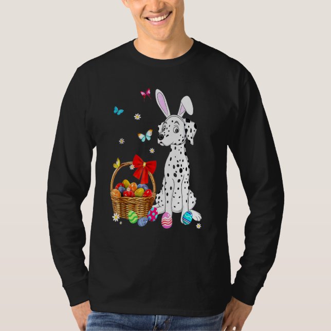 Camiseta Feliz Llama de conejo de Pascua trayendo huevo de  (Anverso)