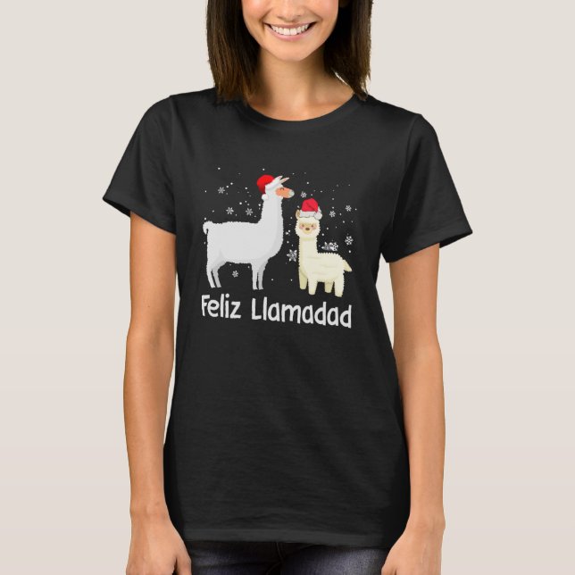 Camiseta Feliz Llamadad Santa Llama Fleece Navidad Alpaca C (Anverso)