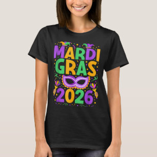 Camiseta Feliz Mardi Gras 2026 Disfraz de Nueva Orleans Com