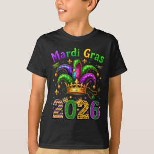 Camiseta Feliz Mardi Gras 2026 Sombrero de Bufón Hombres Mu