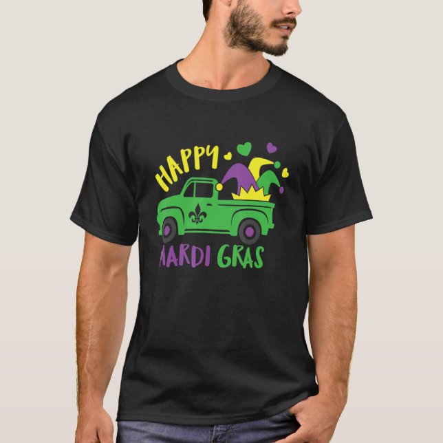 Camiseta Feliz Mardi Gras Camión Vestido Nueva Orleans Fies (Anverso)
