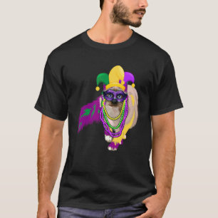 Camiseta Feliz Mardi Gras Cute Cat vistiendo cuentas Jester