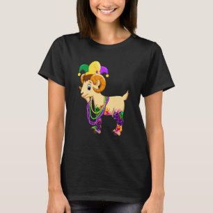 Camiseta Feliz Mardi Gras Cute Goat con cuentas Jester Ha
