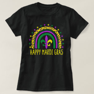 Camiseta Feliz Mardi Gras Cute Leopardo Arcoiris