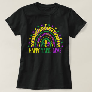 Camiseta Feliz Mardi Gras Cute Leopardo Arcoiris