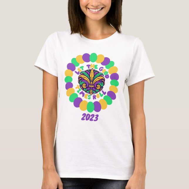 Camiseta Feliz Mardi Gras fleur-de-lis (Anverso)