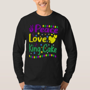 Camiseta Feliz Mardi Gras King Cake Peace Ama a los niños h