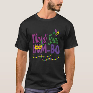 Camiseta Feliz Mardi Gras Mamá Bo Divertida Máscara de Carn