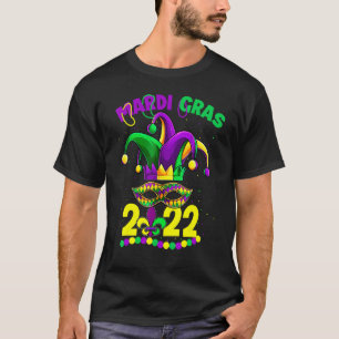 Camiseta Feliz Mardi Gras Payaso Gorra Máscara de color