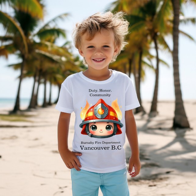 Camiseta Feliz mascota de bomberos con llamas (Subido por el creador)