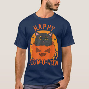 Camiseta Feliz Meow O Ween Calabaza Gato Niños De La Luna H