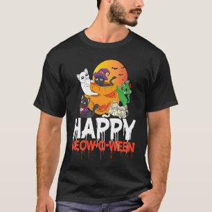 Camiseta Feliz Meow O Ween Gato Hombres Celebración Día de 