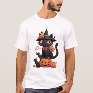 Camiseta Feliz Meoween Gatos Lindos Halloween