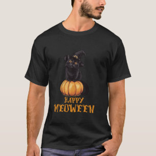 Camiseta Feliz Meoween Halloween Black Cumpkin Cat Cos