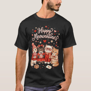 Camiseta Feliz Meowentines Cute San Valentín Amantes de Gat