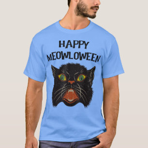 Camiseta Feliz Meowloween Meow Halloween Black Cat Vintage