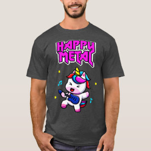 Camiseta Feliz Metalizado unicornio, divertido músico de ro