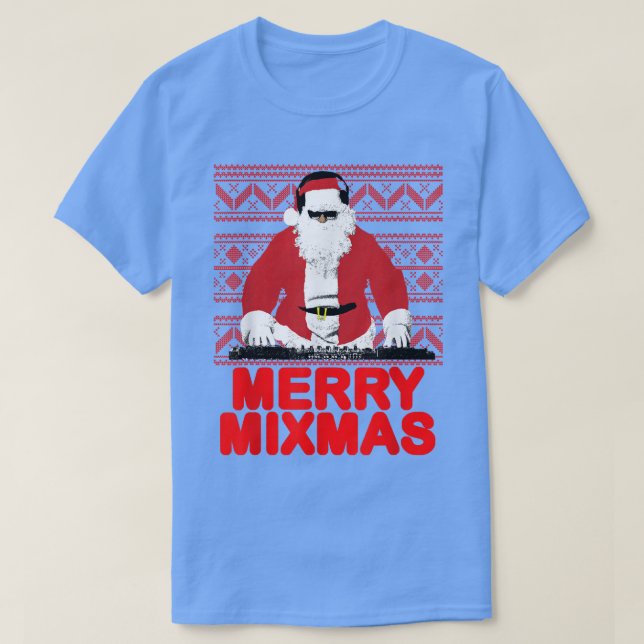 Camiseta Feliz Mimas al DJ Papá Noel divertido (Diseño del anverso)