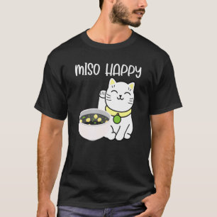 Camiseta Feliz Miso Cute Gato Asiático Ropa Chiste Comida J