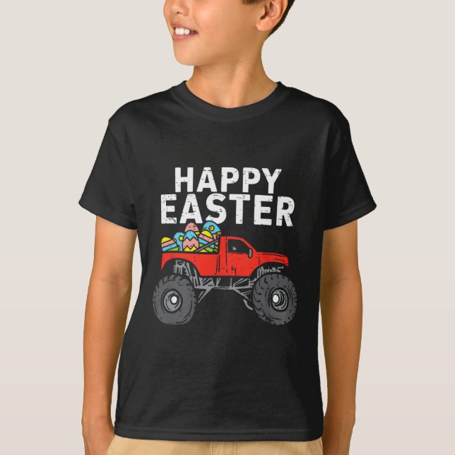Camiseta Feliz Monstruo de Pascua Camión Pascua Niños Peque (Anverso)