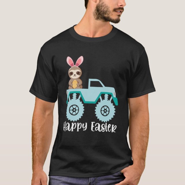 Camiseta Feliz Monstruo de Pascua en Monstruo Truck Toddler (Anverso)