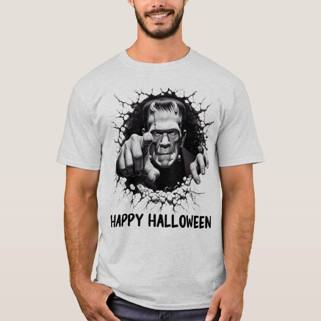 Camiseta Feliz Monstruo Frankenstein de Halloween (Anverso)