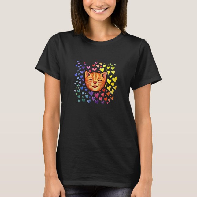 Camiseta Feliz Naranja Abby Cat Rainbow (Anverso)