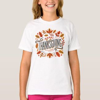 Camiseta Feliz Naranja de Acción de Gracias, caída amarilla