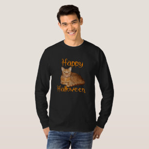 Camiseta Feliz Naranja de Halloween sin miedo Tabby Cat