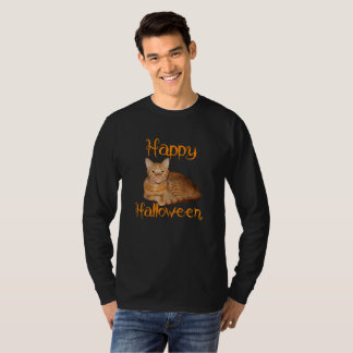 Camiseta Feliz Naranja de Halloween sin miedo Tabby Cat