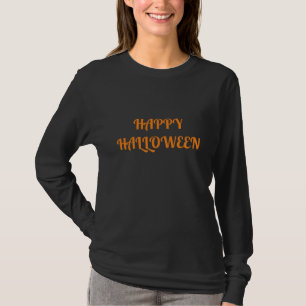 Camiseta Feliz Naranja negra de las mujeres de Halloween