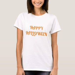 Camiseta Feliz Naranja negra de las mujeres de Halloween