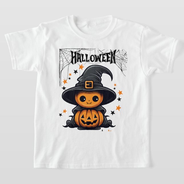 Camiseta feliz Naranja negro de halloween (Distribución)