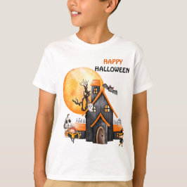 Camiseta Feliz Naranja negro de Halloween