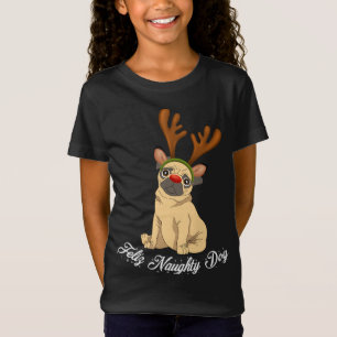Camiseta Feliz Naughy Doggy Navidades graciosos Perro Pug R