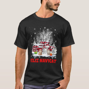 Camiseta Feliz NaviCat Feliz Navidad Gato Santa Con Camione