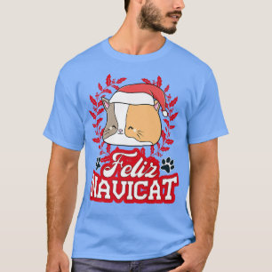 Camiseta FELIZ NAVICAT Navidad Cat Santa Hat Merry Christma