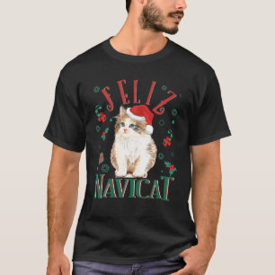 Camiseta Feliz Navicat Pun Cute Kitten Fluffy Cat Santa Hat