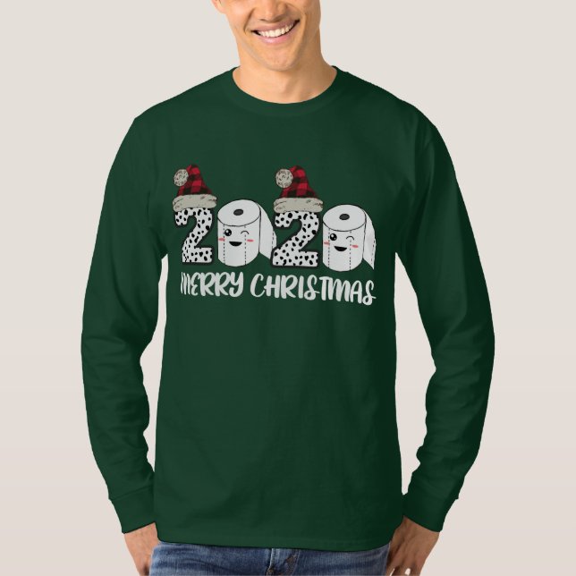 Camiseta Feliz Navidad 2020 Papel de baño cuarentena Santa (Anverso)