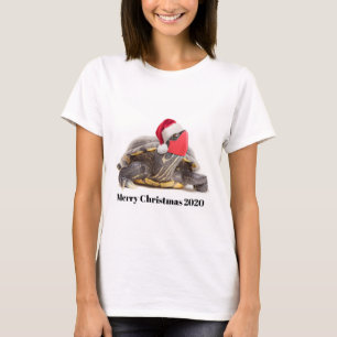 Camiseta Feliz Navidad 2020 Tortuga en máscara facial