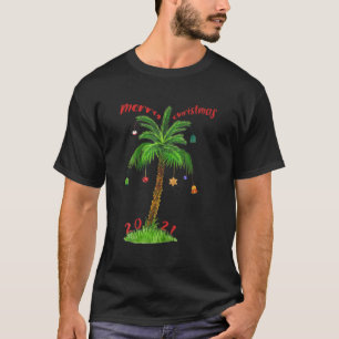 Camiseta Feliz Navidad 2021 Ornamento de palmeras tropical