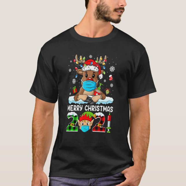 Camiseta Feliz Navidad 2021 Reindeer Santa Pajamas (Anverso)