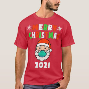 Camiseta Feliz Navidad 2021 Santa con niños de máscara Todd