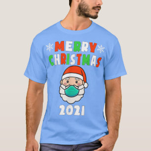 Camiseta Feliz Navidad 2021 Santa con niños de máscara Todd
