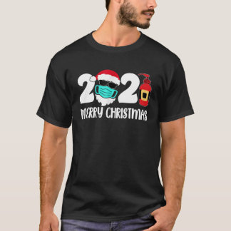 Camiseta Feliz Navidad 2021 Santa Viendo Cuarentena de Másc