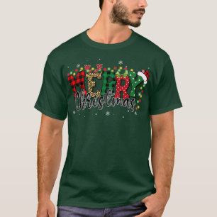 Camiseta Feliz Navidad 2022 Leopard Buffalo Red Plaid Fam