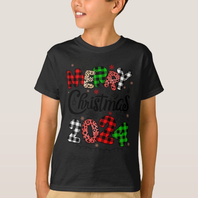 Camiseta Feliz Navidad 2024 Santa Hat Familia Paj (Anverso)