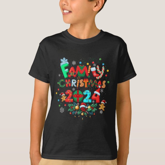 Camiseta Feliz Navidad 2024 Santa Hat Familia Paj (Anverso)