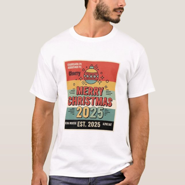 Camiseta Feliz Navidad 2025 Retro Ornament Tee (Anverso)